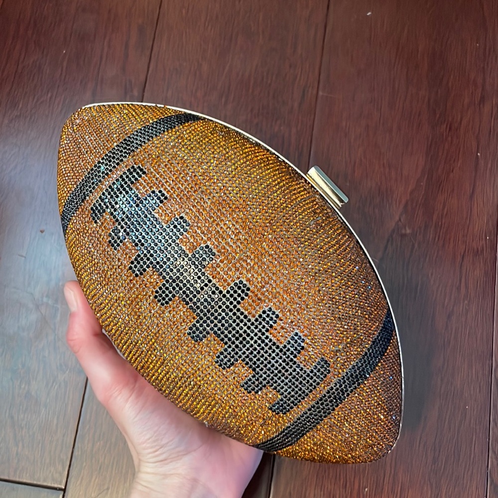 Rhinestone football money bag purse